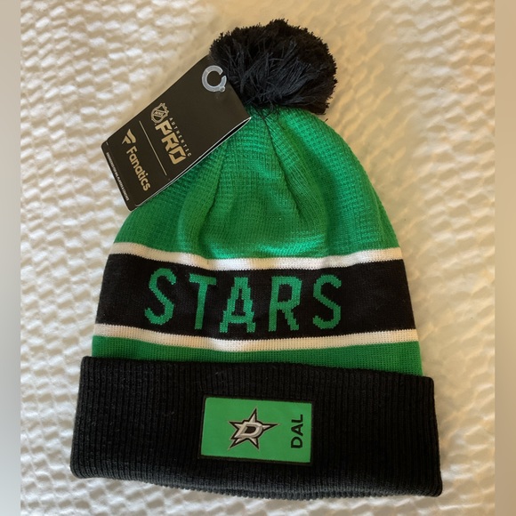 NEW Fanatics Authentic Pro Dallas Stars Rink Cuffed Beanie Black/Kelly Green O/S - Picture 4 of 4